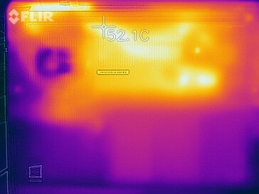 Lenovo ThinkPad E495 - Relevé thermique au-dessous de l'appareil (stress test).