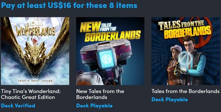 Image décorative. Le premier niveau contient 8 jeux et coûte 16 $ (Source de l'image : Humble Bundle)