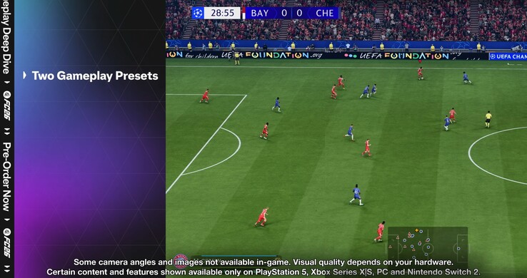 EA Sports FC 26 gameplay trailer grouping Switch 2 with other current-gen consoles (Image source : screenshot, EA Sports FC YouTube)
