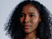 Visage avec lignes de balayage pour la reconnaissance faciale