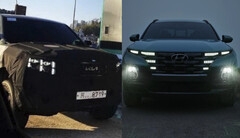 Le Hyunai Santa Cruz est un pick-up compact très populaire, et des photos espionnées révèlent l'arrivée prochaine d'un pick-up Kia de taille moyenne. (Source de l'image : Cole Marzen sur Twitter / Hyundai - édité)