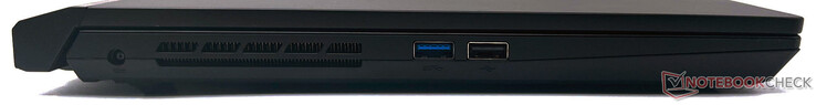 A gauche : Entrée DC, USB 3.2 Gen1 Type-A, USB 2.0 Type-A