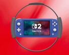 Maquette de la Switch 2 Lite entourée de la manette Ring Fit