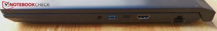 À droite : casque, USB-A 3.0, USB-C 3.0 avec DP, HDMI 2.1, LAN