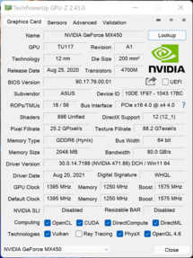 GPU-Z MX450 TU117M