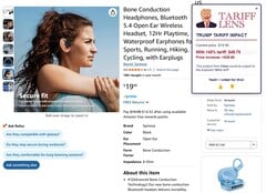 L&#039;extension Chrome Tariff Lens en action (Image Source : Self)