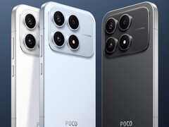 Le Poco X8s compact en blanc, noir et bleu