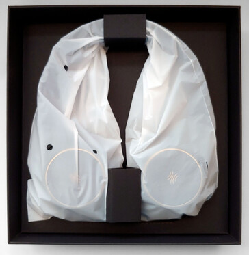 Casques d'écoute emballés dans du plastique. (Source de l'image : Notebookcheck)