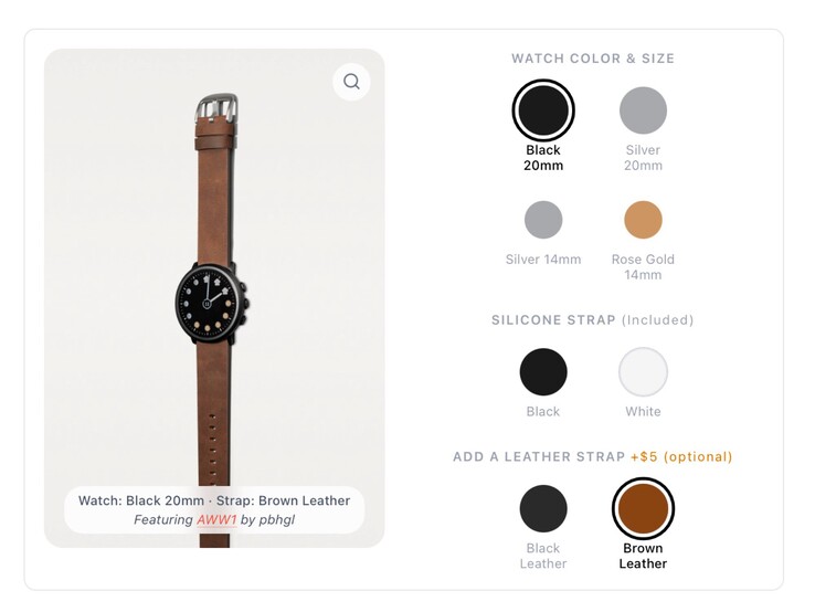 La Pebble Round 2 est disponible en trois couleurs et avec deux tailles de bracelet.