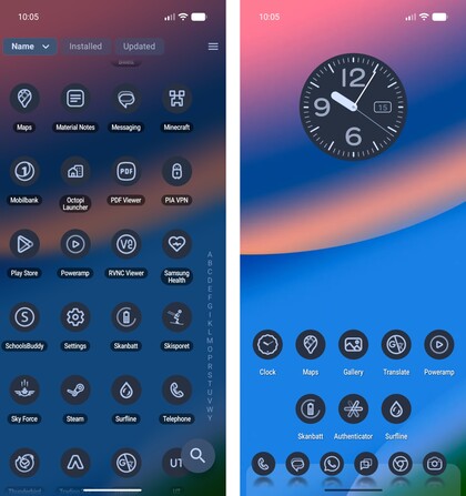 Il existe une variété de widgets inclus qui complètent les icônes thématiques (Image Source : Notebookcheck)