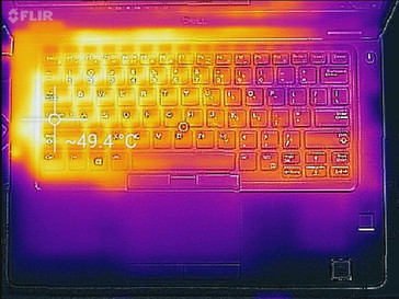 Latitude 5491 - Relevé thermique : sollicitations maximales (au-dessus).