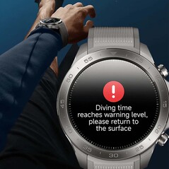 La smartwatch peut également afficher certains avertissements pour les plongeurs, mais on peut se demander si les utilisateurs doivent s'y fier
