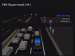 Visuel de sélection de parking Tesla FSD 14. (Source de l'image : Tesla)