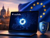 Un ordinateur portable équipé de la plateforme européenne d'IA Eustella