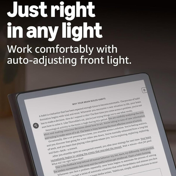 Le Kindle Scribe avec lumière frontale offre plus d'espace de stockage mais coûte plus cher que le modèle sans lumière frontale. (Source de l'image : Amazon)
