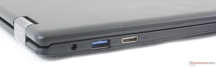 Côté gauche : entrée secteur, USB 3.0, mini-HDMI.