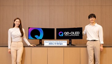 Panneau QD-OLED V-Stripe de Samsung avec une vitesse de rafraîchissement de 360 Hz. (Source de l'image : Samsung Display)