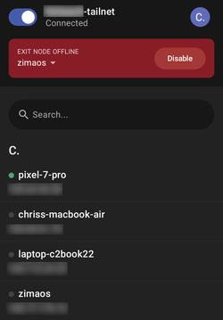 Tailscale sur un smartphone
