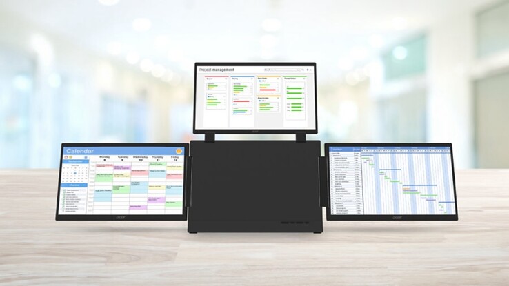 Le moniteur portable à trois écrans Acer PD163Q-P3 est également compatible avec la norme VESA.