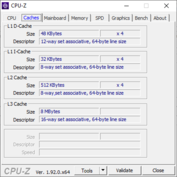 HP Envy 17t - CPU-Z : Caches.