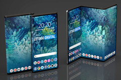 Un nouveau rendu du &quot;Samsung Tri-Fold&quot;. (Source : LetsGoDigital)