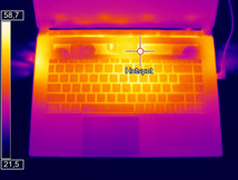 MSI GS65 8RF - Relevé thermique : au-dessus en cas de sollicitations (Optris PI 640).