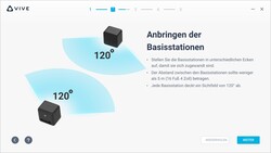 Les stations de base sont placées en diagonale l'une en face de l'autre (source : HTC)