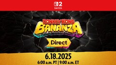 Teaser du Direct Donkey Kong Bananza. Le mercredi 18 juin, le Direct dévoilera quelques informations sur le prochain jeu Switch 2 (Image source : Nintendo)