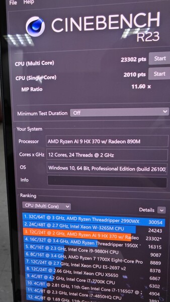 AMD Ryzen AI 9 HX 370 score Cinebench R23 (source d'image : HXL on X)