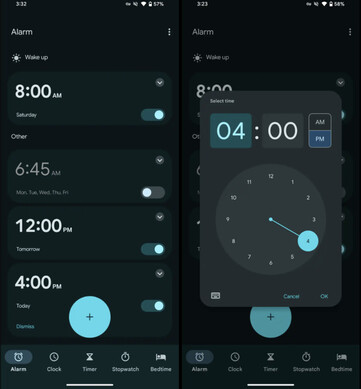 L'application Horloge de Google aujourd'hui. (Source de l'image : 9to5Google)