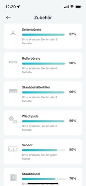 Une page d'aperçu distincte indique quand certaines pièces doivent être remplacées. (Source de l'image : Notebookcheck)