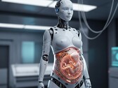 Un robot portant un fœtus humain dans un utérus artificiel (Source de l'image : image illustrative générée par l'IA)