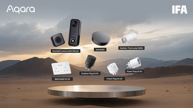 Aqara a présenté le Hub M200 (en haut, au centre) ainsi que d'autres produits pour la maison intelligente à l'IFA 2025. (Source de l'image : Aqara)