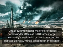 Les raffineries de pétrole du Turkménistan dans un jeu Battlefield. (Source de l'image : temporyal sur X)