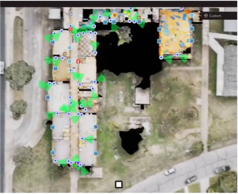 Vue de la copie virtuelle de l'école que les opérateurs de drones utiliseront comme carte pour se guider et guider les forces de l'ordre à travers le campus. (Source de l'image : site CGA)