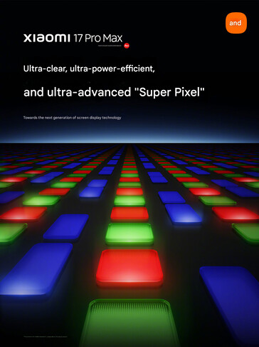 L'écran Super Pixel du Xiaomi 17 Pro Max (Image source : Xiaomi - machine translated)