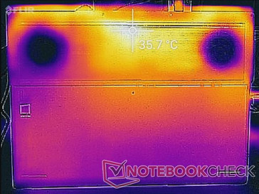 Lenovo Legion Y730 - Relevé thermique : Système au ralenti (au-dessous).