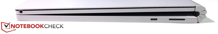 Côté droit : jack stéréo 3,5 mm (tablette), USB C 3.1 Gen 1, connecteur Surface.