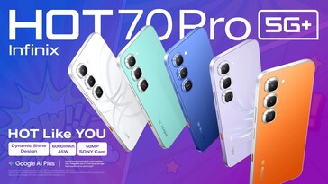 Le Hot 70 Pro est disponible en six coloris