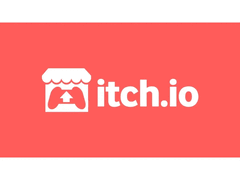 Le logo d'Itch.io sur fond rouge. (Source de l'image : Itch.io)