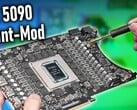 RTX 5090 modifiée (image source : der8auer YouTube channel)