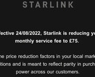 Les messages de réduction de prix (image : Starlink)