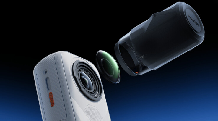 L'Insta360 X5 Satin White Limited Edition prend en charge les objectifs remplaçables, contrairement à la DJI Osmo 360. (Source de l'image : Insta360)