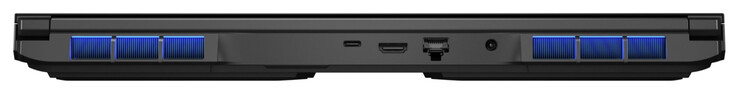 Arrière : Thunderbolt 4 (USB-C ; DisplayPort), HDMI, Gigabit Ethernet (2,5 GBit/s), connecteur d'alimentation