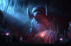 Capture d'écran Steam de Subnautica Below Zero montrant un léviathan gelé dans une grotte