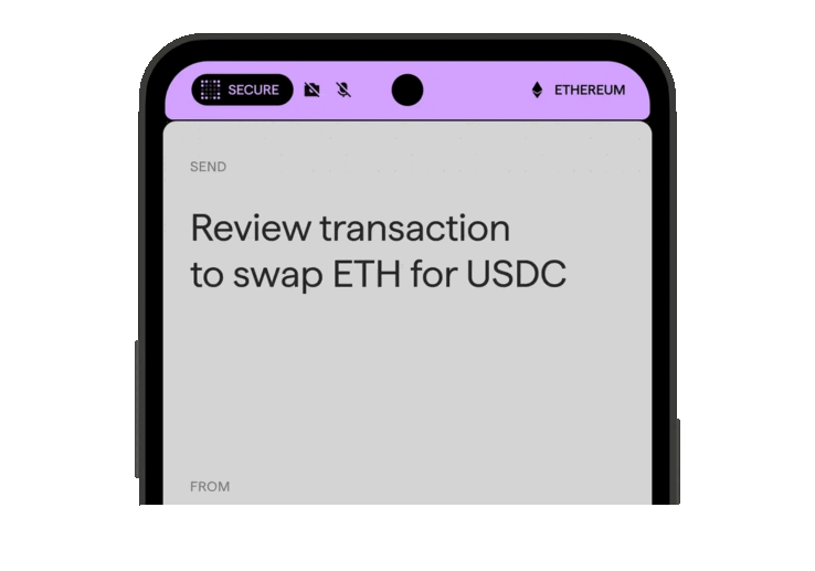 L’écran est directement protégé par l’élément sécurisé de Ledger Atom
