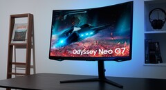 L'Odyssey Neo G8 a une courbure de 1000R et un taux de rafraîchissement de 165 Hz, entre autres caractéristiques. (Image source : Samsung)
