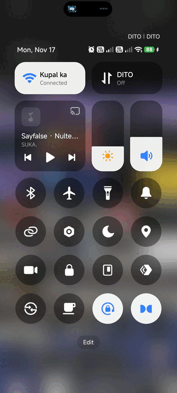 Panneau des réglages rapides remanié. (Source de l'image : u/Square-Opportunity48 via Reddit)