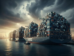 747 000 tonnes de déchets électroniques ont été recyclées en Allemagne pour en extraire des matières premières précieuses. Cela correspond à l'énorme capacité de chargement de sept des plus grands porte-conteneurs du monde. (Image : Google Gemini AI)