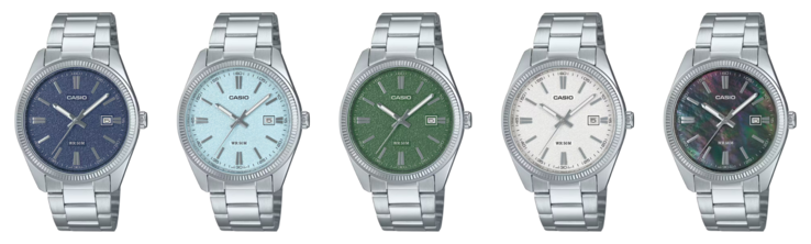 De gauche à droite : les montres Casio MTP-1302DA-2A1V, MTP-1302DA-2A2V, MTP-1302DA-3AV, MTP-1302DA-7AV et MTP-1302DS-1AV. (Source de l'image : Casio)